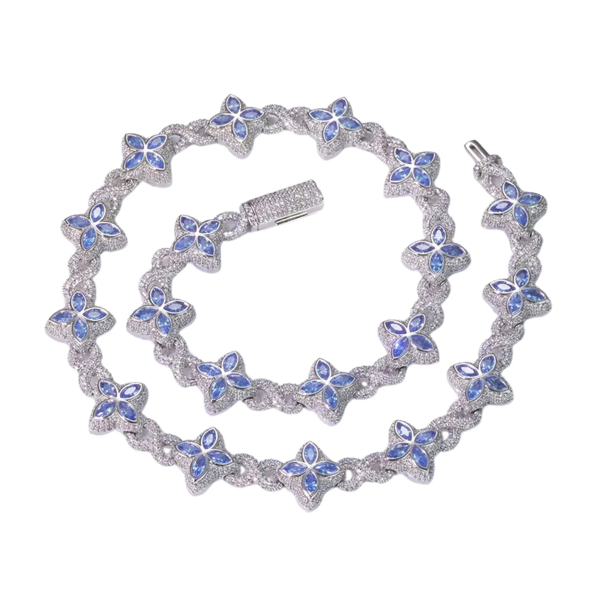 AQUA CLOVER CHAIN - ICED OUT